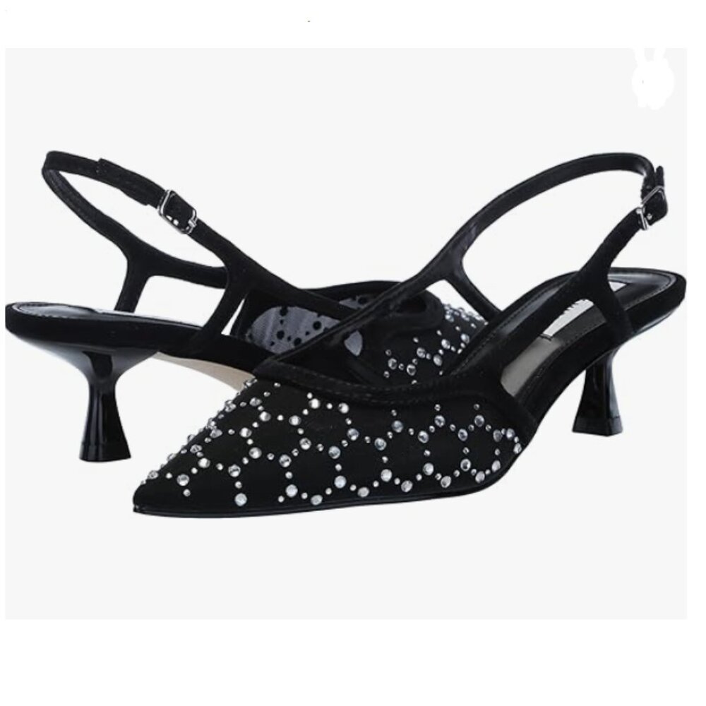 Elegant Black Heels with Rhinestone Detailing